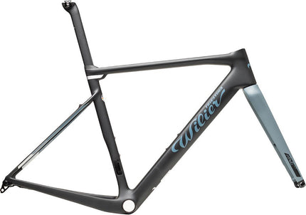 The side profile of a Wilier Rave SLR Carbon Fiber Disc Brake off-road gravel racing bike frameset in black & grey