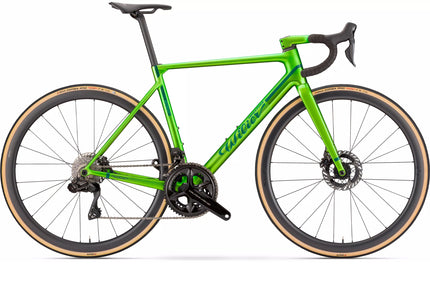 A Wilier Verticale SLR in Hulk Green, size medium, with Shimano Dura Ace Di2 groupset and Miche Kleos 28 wheels 