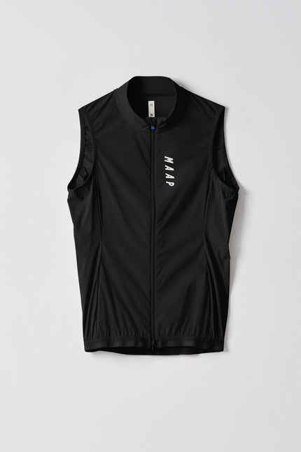 A MAAP Womens Draft Team Vest in Black with a white background