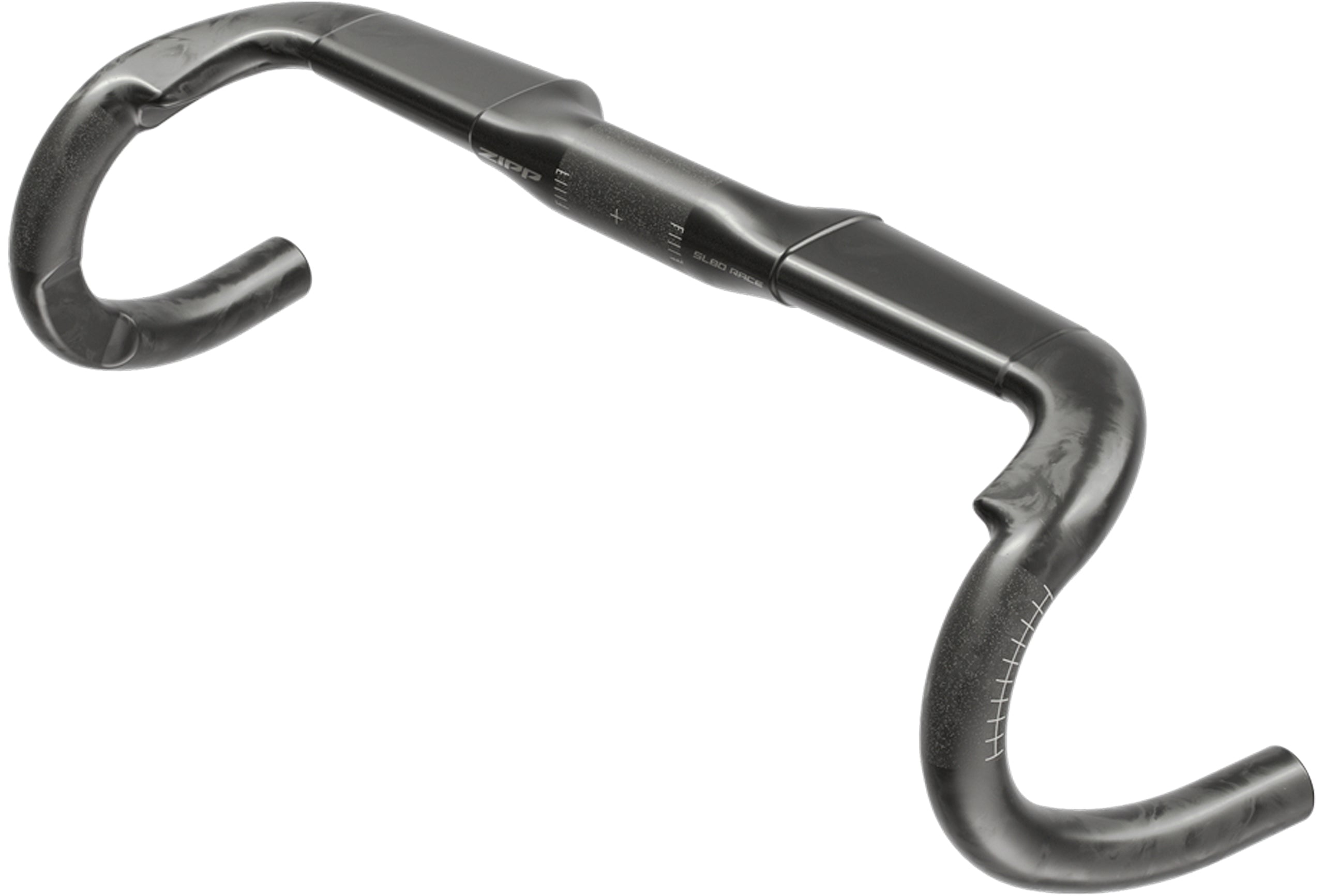 A Zipp SL80 Race carbon aero road bicycle racing drop handlebar in raw carbon with grey logos