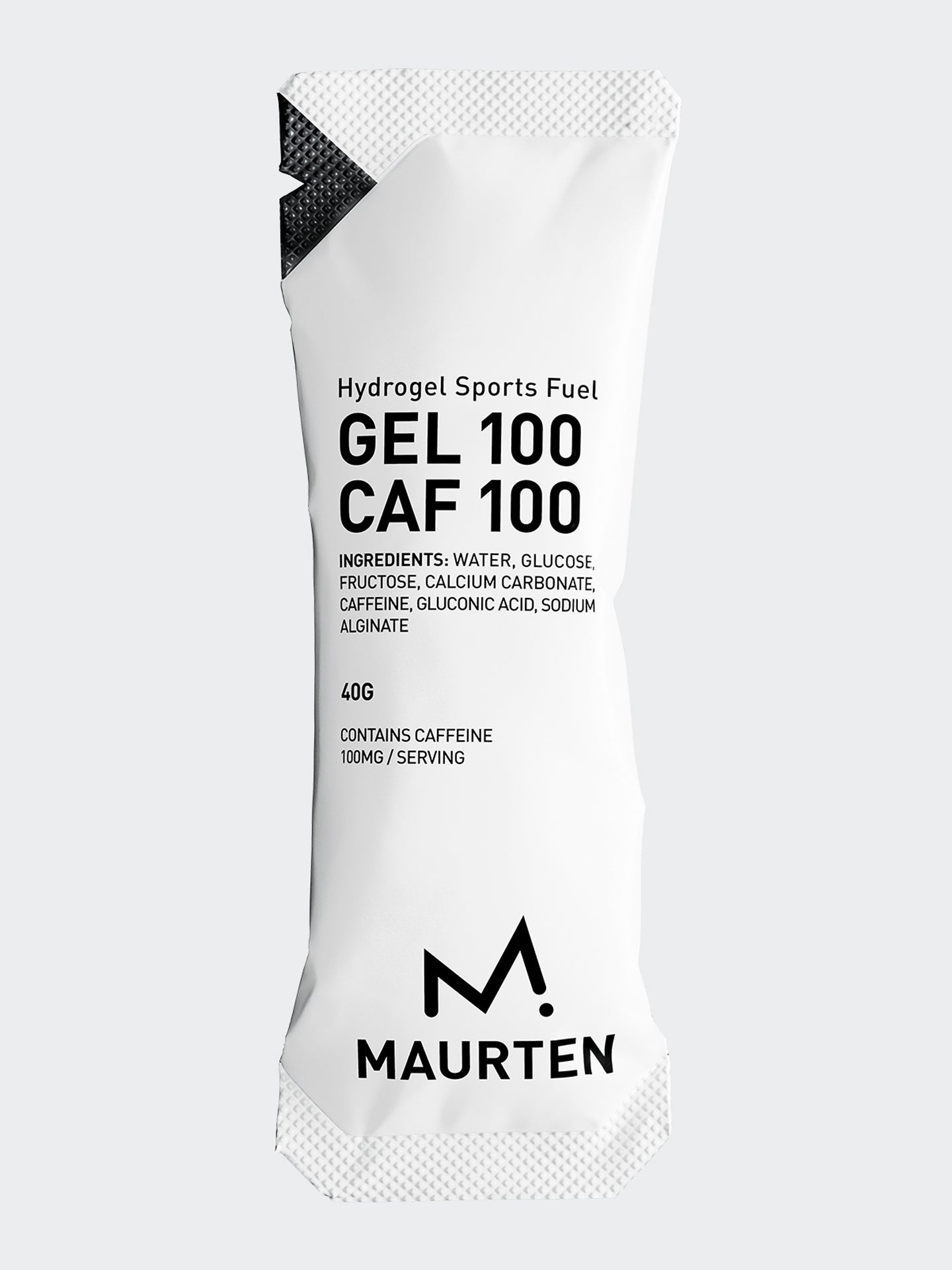 A single packet of Maurten Gel 100 Caf 100 Hydrogel nutrition product