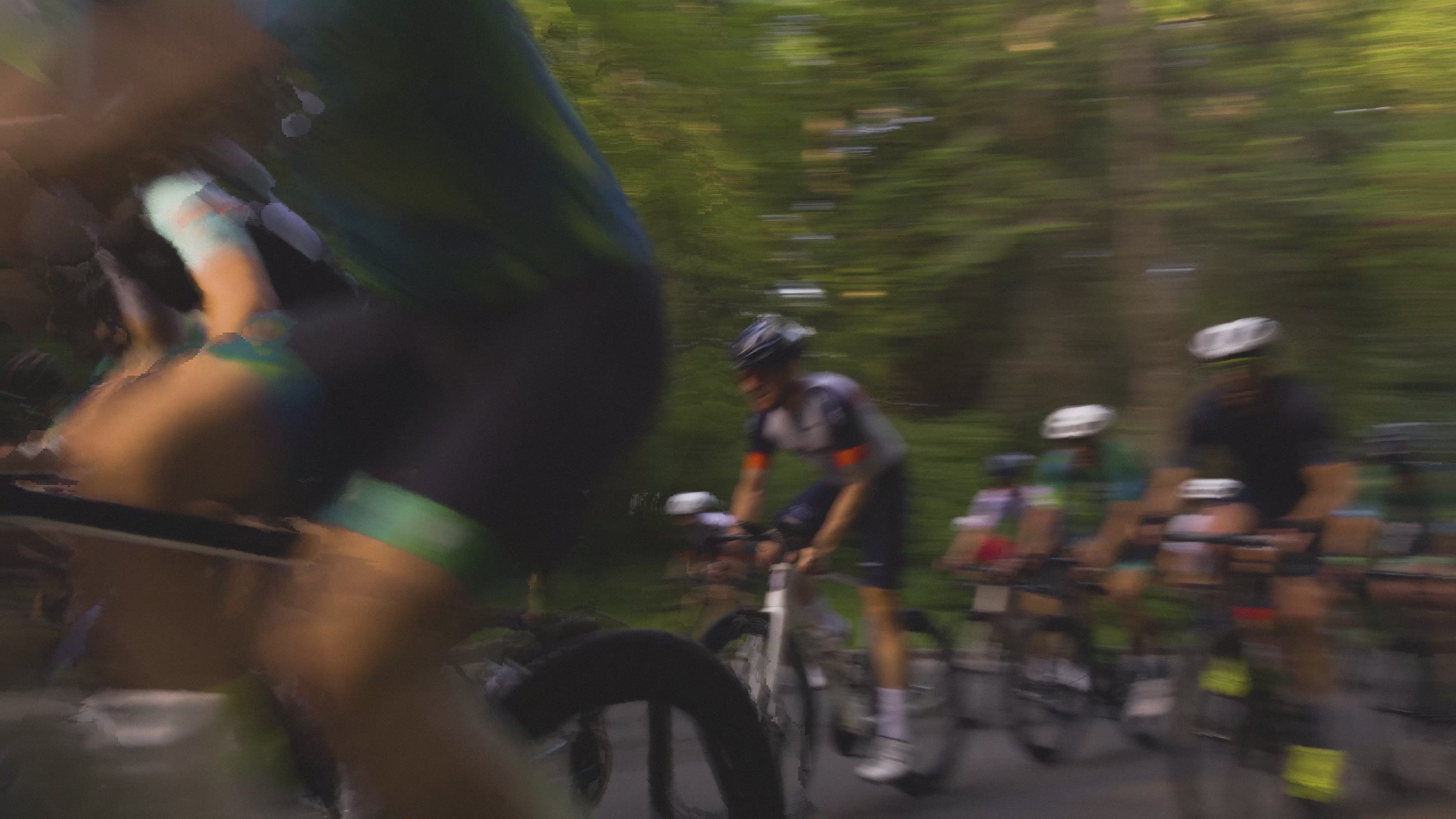 A Metier Cycling Club member racing his road bike at the Seward Park Crit race in Seattle