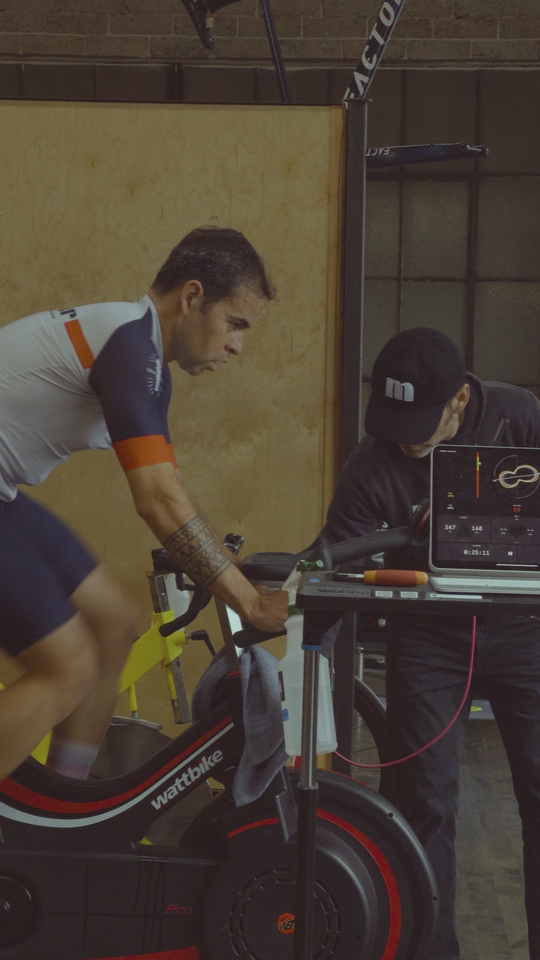 A Metier club cyclist completing an INSCYD metabolic test for cyclists at Metier